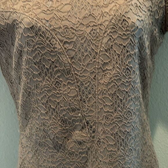Lovely day brown beige eyelet Crochet Lace Stretch Dress Sz Small‎ - Picture 4 of 10